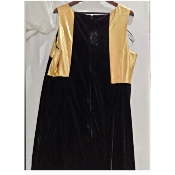 NY Collection Plus Size Black Velour Sleeveless With Gold Sequins 2X - Picture 4 of 4
